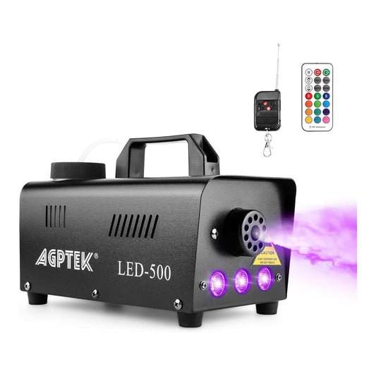 AGPTEK Fog Machine, Automatic Spray Smoke Machine with Colorful LED Light Effect, Wireless and Wired Remotes with Preheating Light Indicator, Perfect for Halloween, Christmas, Wedding & Stage,Black