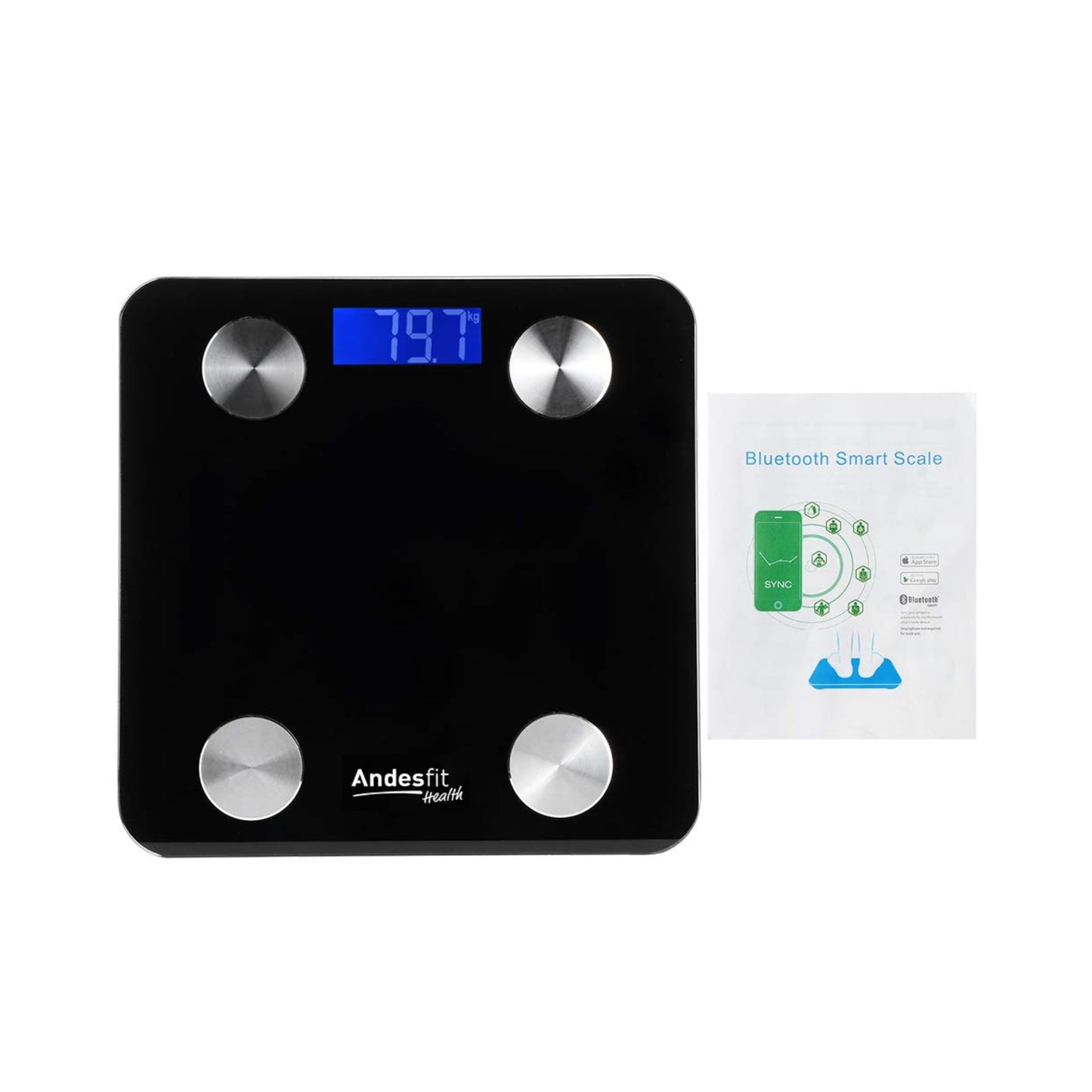 Andesfit Health ADF-B883 Wireless Portable Electronic Weight Scale Digital Body Fat Scale for Home Use Weighing Scale Electronic Bath Scales with High Precision Sensors Accurate Weight BLACK