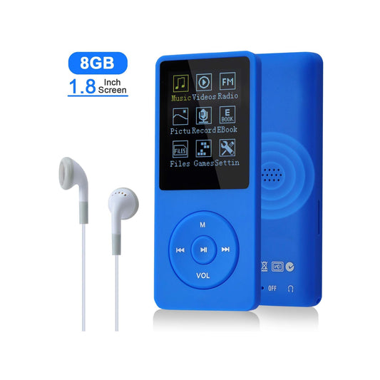 COVVY Slim Music Player 8GB Portable MP3 Player No Sound Lossless 70 Hours Display Support up to 64GB Navy Blue