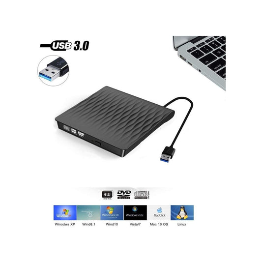 External CD DVD Drive, USB 3.0 Portable Ultra Slim CD DVD Drive Player Burner Writer Reader Rewriter, Optical Disc Drive for PC, Laptop and Desktop, Support Windows 7/8/10/XP/Vista/Mac OS