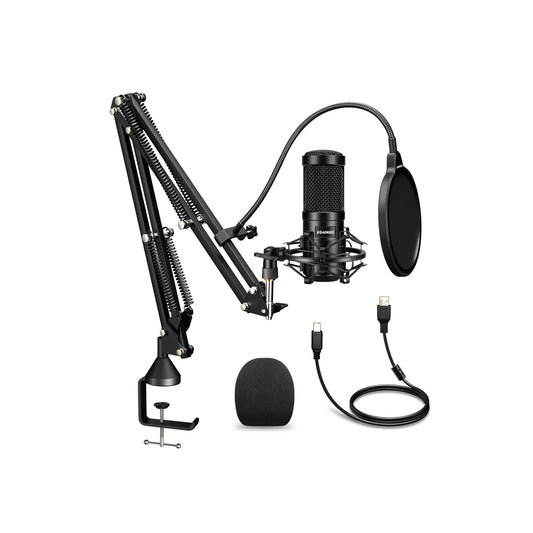 Aokeo USB Condenser Microphone, 192kHZ/24bit Professional PC Streaming Podcast Cardioid Microphone Kit with Boom Arm, Shock Mount, Pop Filter, for Recording, Gaming, YouTube,Meeting, Discord