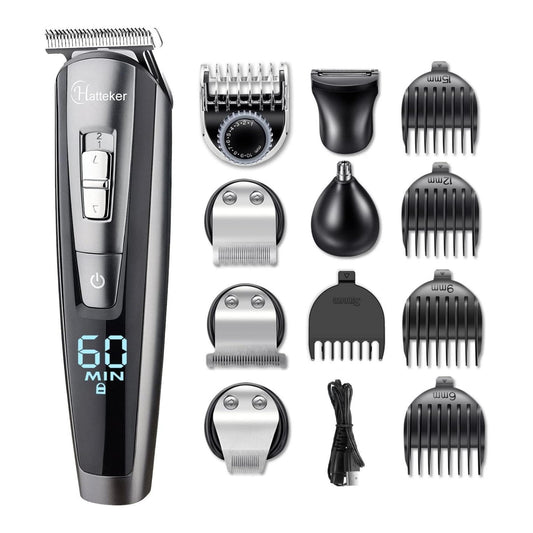 HATTEKER Beard Trimmer Kit For Men Cordless Mustache Trimmer Hair Trimmer Groomer Kit Precision Trimmer Nose Hair Trimmer Waterproof USB Rechargeable 5 In 1