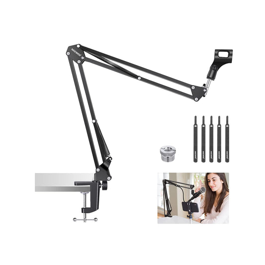 Neewer Microphone Arm Stand, Suspension Boom Scissor Mic Arm Stand with 3/8” to 5/8” Screw and Cable Ties Compatible with Blue Yeti, Snowball, Yeti X, Quadcast and Other Mics, Max Load 1.5kg