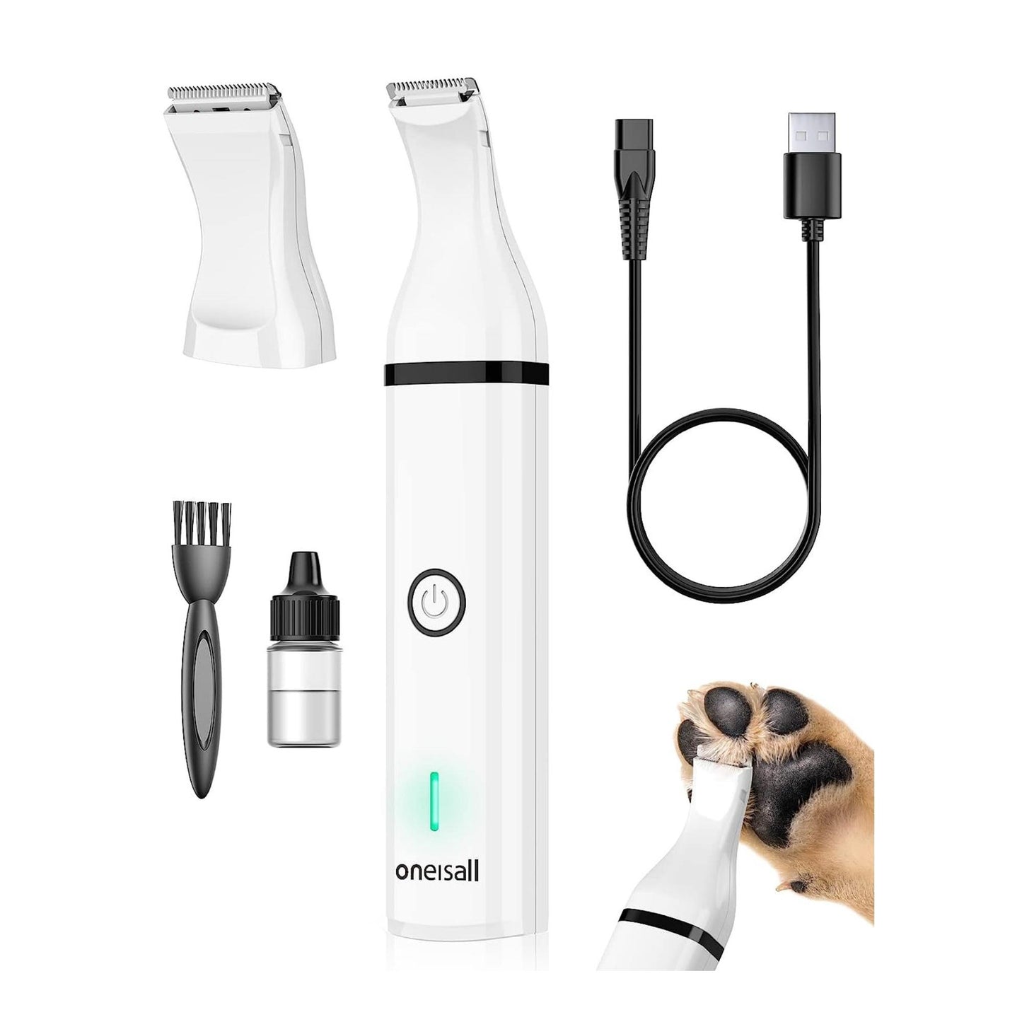 Dog Clippers with Double Blades,Cordless Small Pet Hair Grooming Trimmer,Low Noise for Trimming Dog's Hair Around Paws, Eyes, Ears, Face, Rump (White)