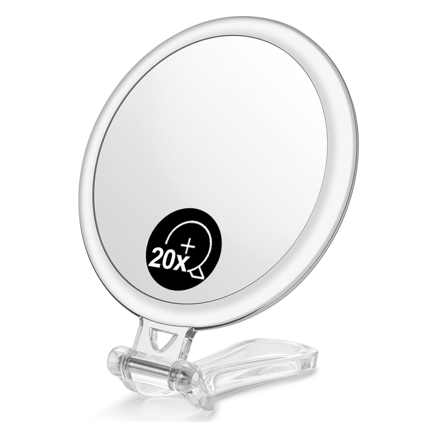 OMIRO Hand Mirror, Double-Sided 1X/20X Magnifying Foldable Makeup Mirror for Handheld, Table and Travel Usage