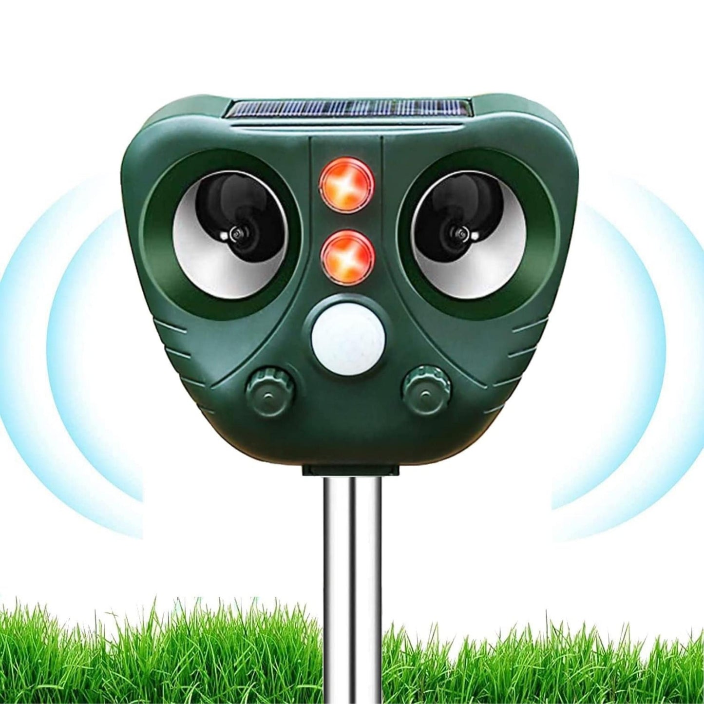 Ultrasonic Cat Repellent, Garden Fox Solar Powered & Waterproof Animal Deterrent, Flashing Light and USB Charge for Cats, Dogs, Squirrel, Rat, Foxes, Snake, Deer, Wild Animals