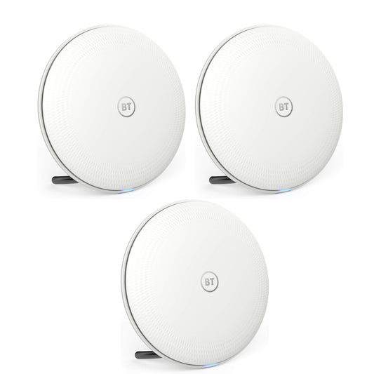 BT Whole Home Wi-Fi, Pack of 3 Discs, Mesh Wi-Fi for seamless, speedy (AC2600) connection, Wi-Fi everywhere in medium to large homes, App for complete control