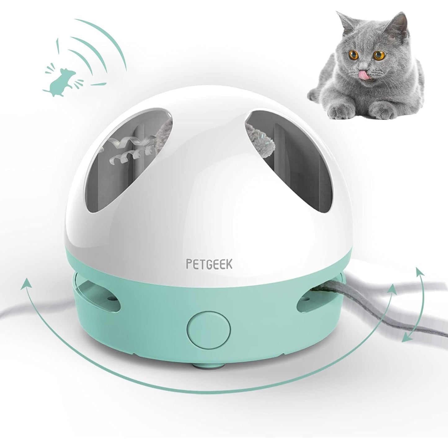 PETGEEK Electronic Interactive Cat Toy, Cat Toys with Squeaky Mouse, Smart Automatic Cat Toy with Catnip Filled Hidey Mouse, Cat Toys Interactive for Indoor Cats Exercise & Game