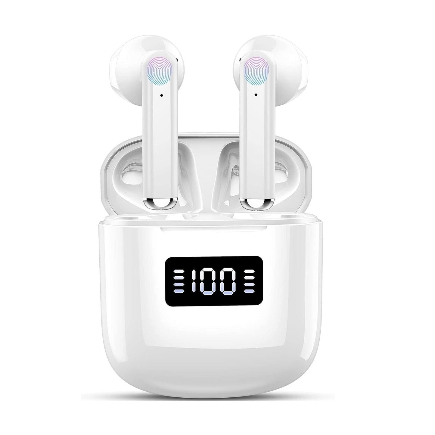 Wireless Earbuds, (Only 1 Side Working) Bluetooth 5.3 Headphones with 4 Mics, Wireless Headphones ENC Noise Cancelling Earbuds, Ear Buds Wireless Bluetooth Earbuds,25H Playtime Wireless Earphones, LED Display, White