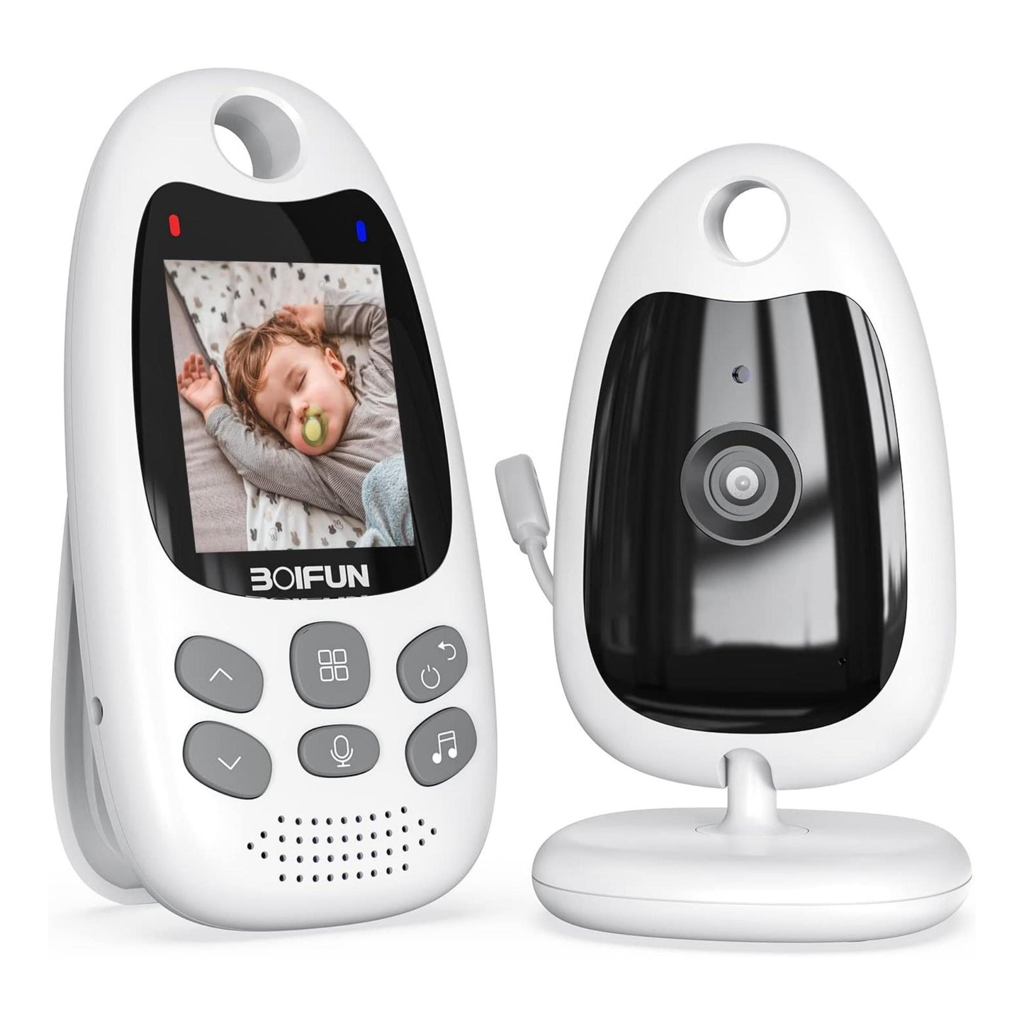 BOIFUN Baby Monitor, Portable Wireless Video Baby Camera, Rechargeable Battery, Night Vision, Two-way Talk, 8 Lullabies, VOX Mode, Feeding Reminder, Smart Temperature, 2-inch Screen Baby/Elder/Pet