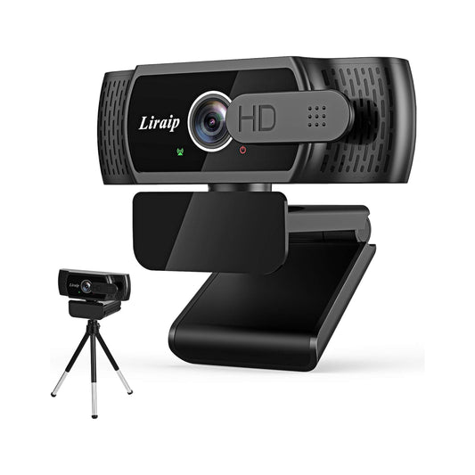 Liraip 1080P HD Webcam with Microphone Webcam Privacy Cover, Tripod, Laptop, Computer, Desktop Plug and Play Web Camera for Live Streaming, Video Chat, Conference, Recording, Online Classes, Game