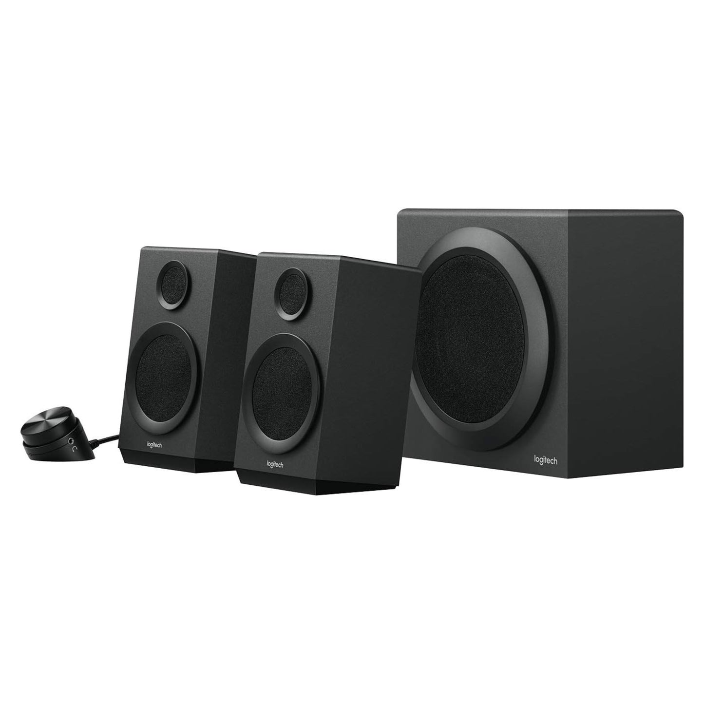 Logitech Z333 2.1 Speakers – Easy-access Volume Control, Headphone Jack – PC, Mobile Device, TV, DVD/Blueray Player, and Game Console Compatible, Black