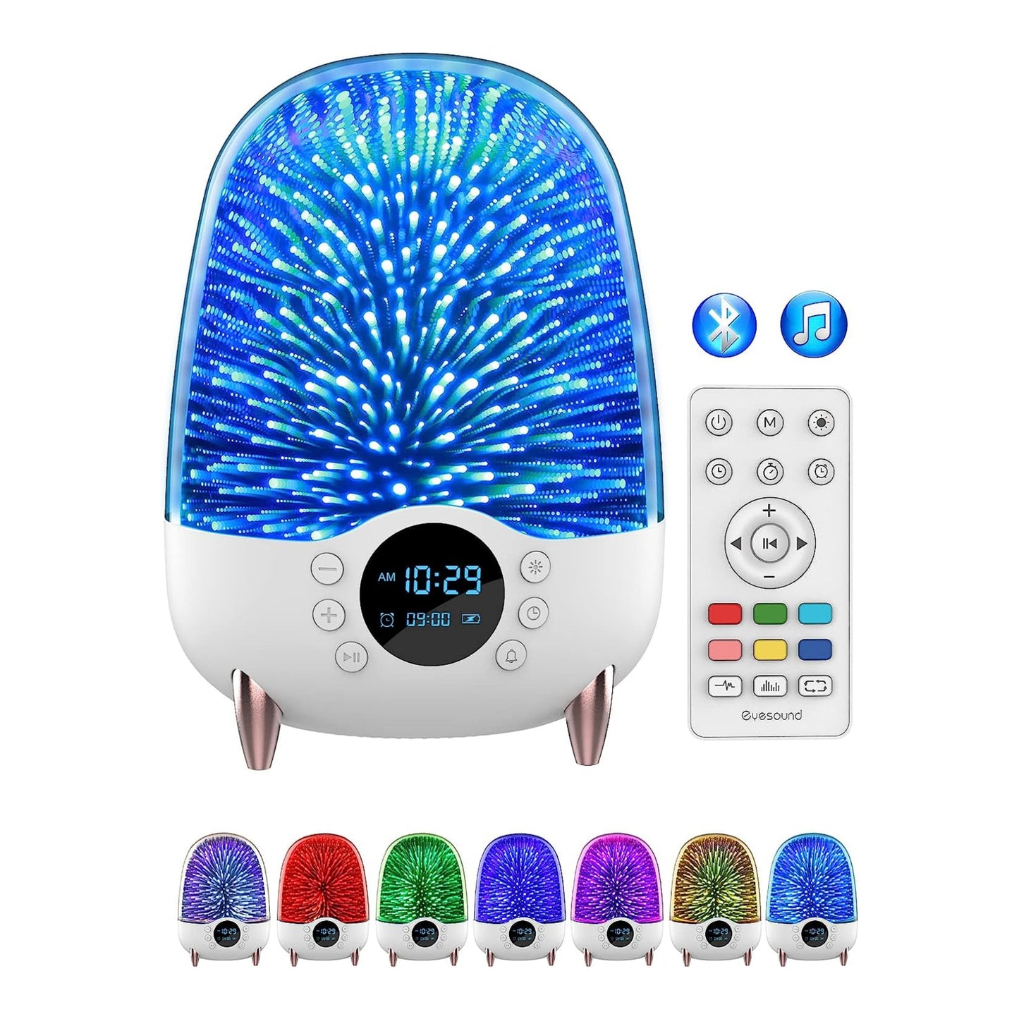 Night Light Bluetooth Speaker, Eyesound 3D Galaxy Table Lamp RGB Colour Changing LED,Bedside Lamps 3000mAh Battery with Remote Control,Desk Nightlight for Bedroom Living Room,Gift for Baby Kids Adults