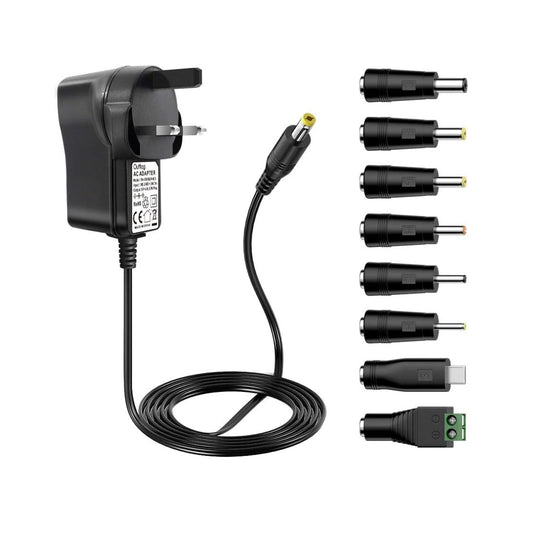 Universal AC to DC Adapter Charger 5V 2A Power Supply Adapter with 8 DC Connector Multi Plug Adaptor for Household Electronic Devices Led Strip Light Box Router LCD CCTV Cameras Android TV Box Speaker