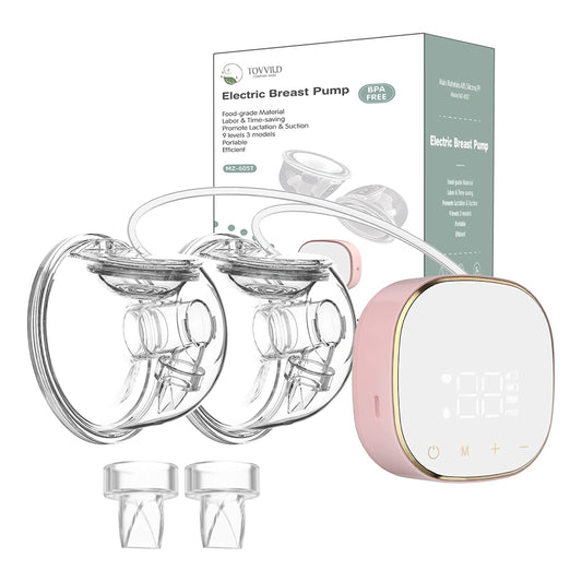 TOVVILD Double Wearable Electric Breast Pump Hands Free with 3 Modes and 9 Levels, Portable Breastfeeding Dual Breast Milk Pump, Low Noise & Painless,Memory Function, 24mm Flange