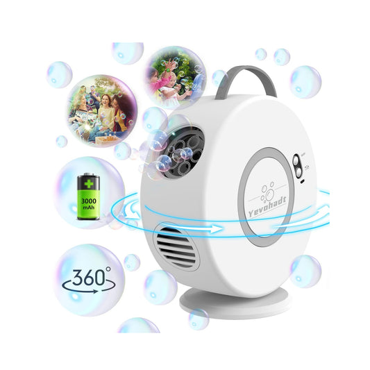 Bubble Machine for Kids Toddlers,Automatic Bubble Blower Rechargeable, 90° 360° Auto Rotatable Portable Bubble Maker Electric Bubbles Toy for 3 4 5 Year Old, Outdoor Wedding Party Birthday Gifts