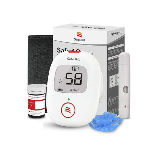 sinocare Blood Sugar Monitor, Diabetes Testing Kit with Voice Reminder and Light Warning Blood Glucose Monitor with Test Strips x 25 and Lancet x 25 & Case, Safe AQ Voice Glucometer -in mmol/L