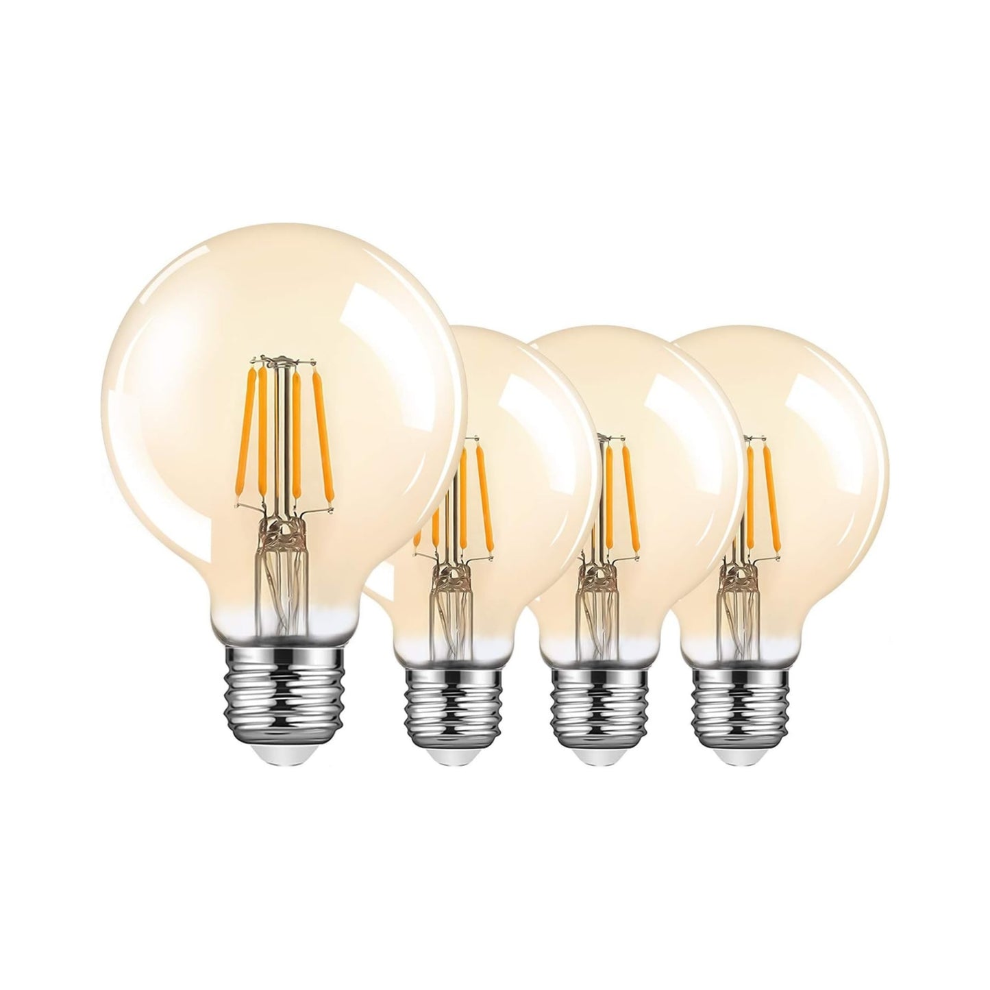 TopLeder E27 Edison Light Bulbs 4 Pack, Dimmable E27 Screw Bulb Vintage LED Bulb, 400LM 2700K Warm White 4W (40W Incandescent Equivalent), G80 Amber Glass Old Fashioned Style Globe Retro Spiral Bulb [Energy Class A+]