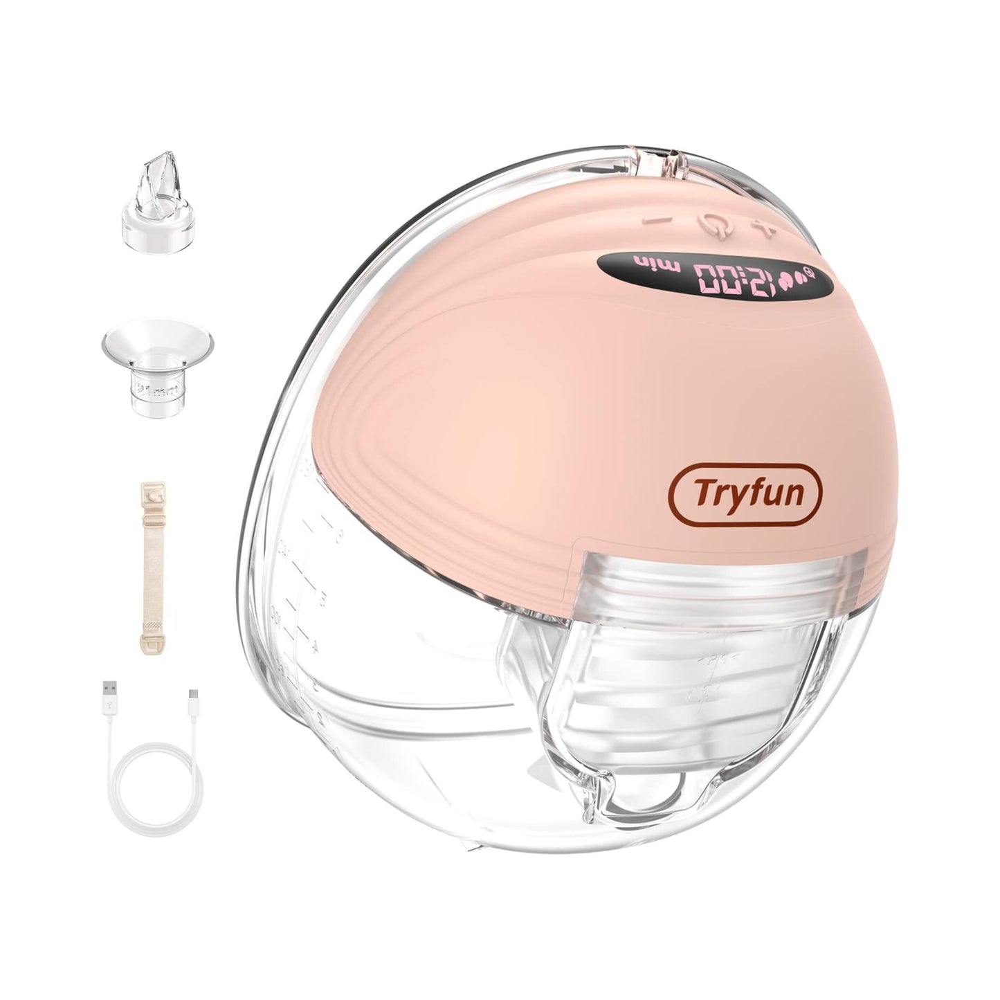 Tryfun S21 Wearable Breast Pump, Upgraded Electric Breast Pump with 24/21mm Flanges, 3 Modes & 12 Levels, Ultra-Quiet, Hands Free Breast Pump with LCD Display, Worn in-Bra Portable Wireless Breast Pump