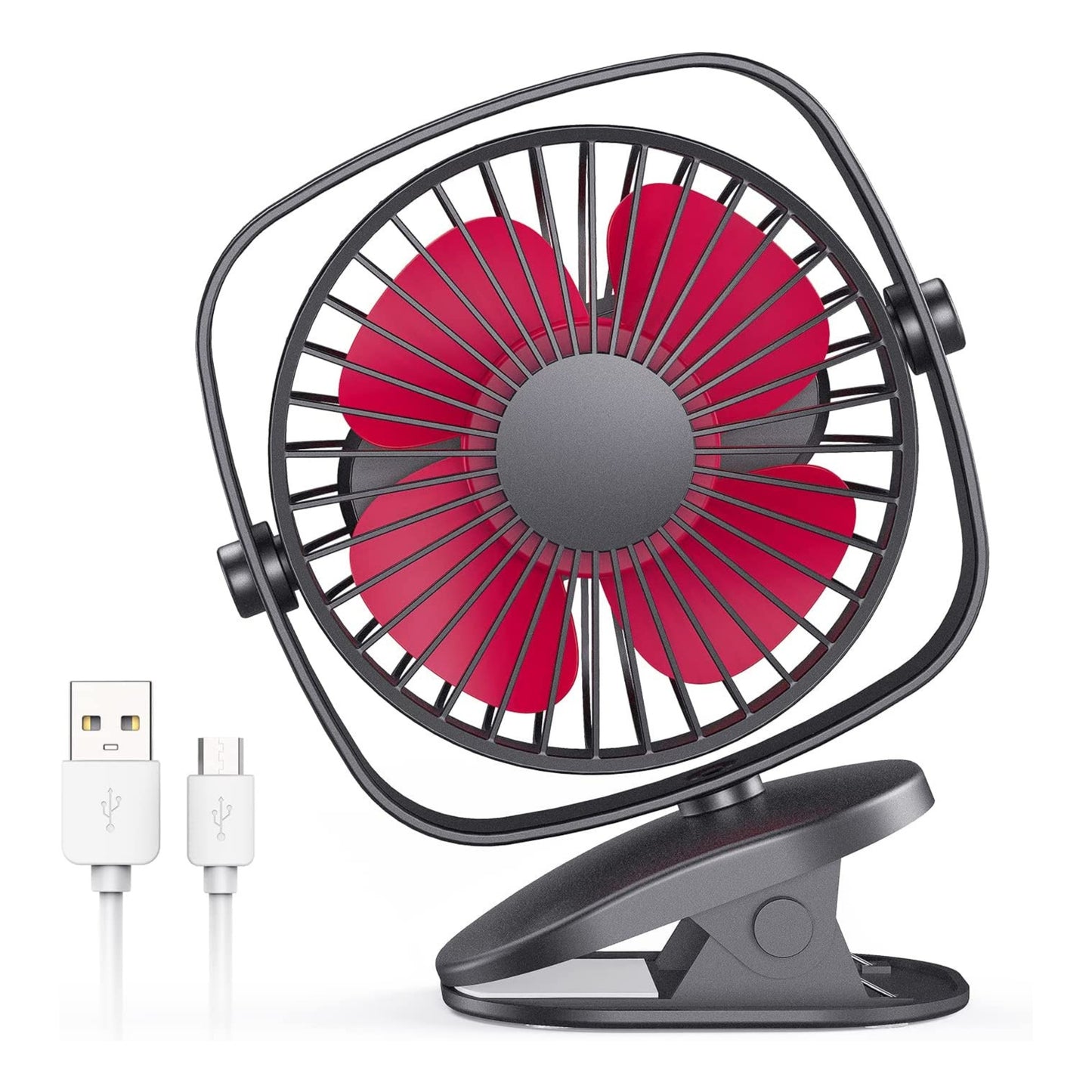 VersionTECH. Clip on Fan,Small Desk Fan Portable Mini Fan for Bedroom Baby Stroller Fan USB Personal Rechargeable Battery Operated Table Cooling Fan for Home Office Indoor Outdoor Travel Camping-Black