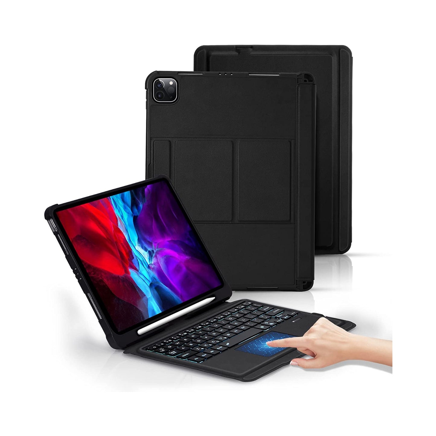 Keyboard Case with Trackpad for iPad Pro 11" (1st, 2nd, 3rd 4th gen - 2018, 2020, 2021 2022) , iPad Air 5/Air 4th Gen 10.9 inch, 7-Color Backlit, Detachable iPad Keyboard Case with Pencil Holder