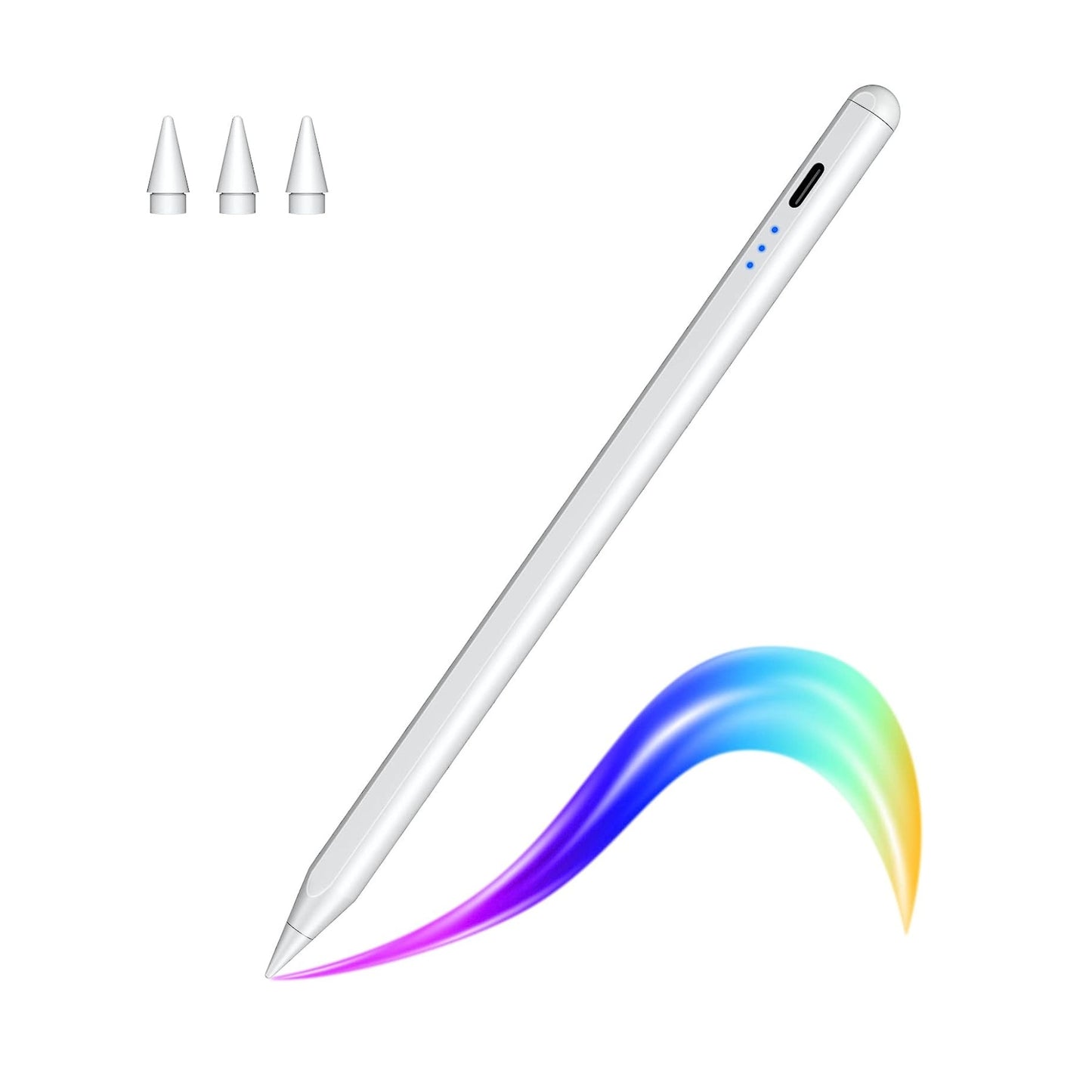 Stylus Pen for iPad with Palm Rejection, Active Bluetooth Stylus Pencil Compatible with Apple iPad/iPad Pro/Air/Mini (2018 and Later) for Writing/Drawing, with Indicator Lights, Magnetic Design