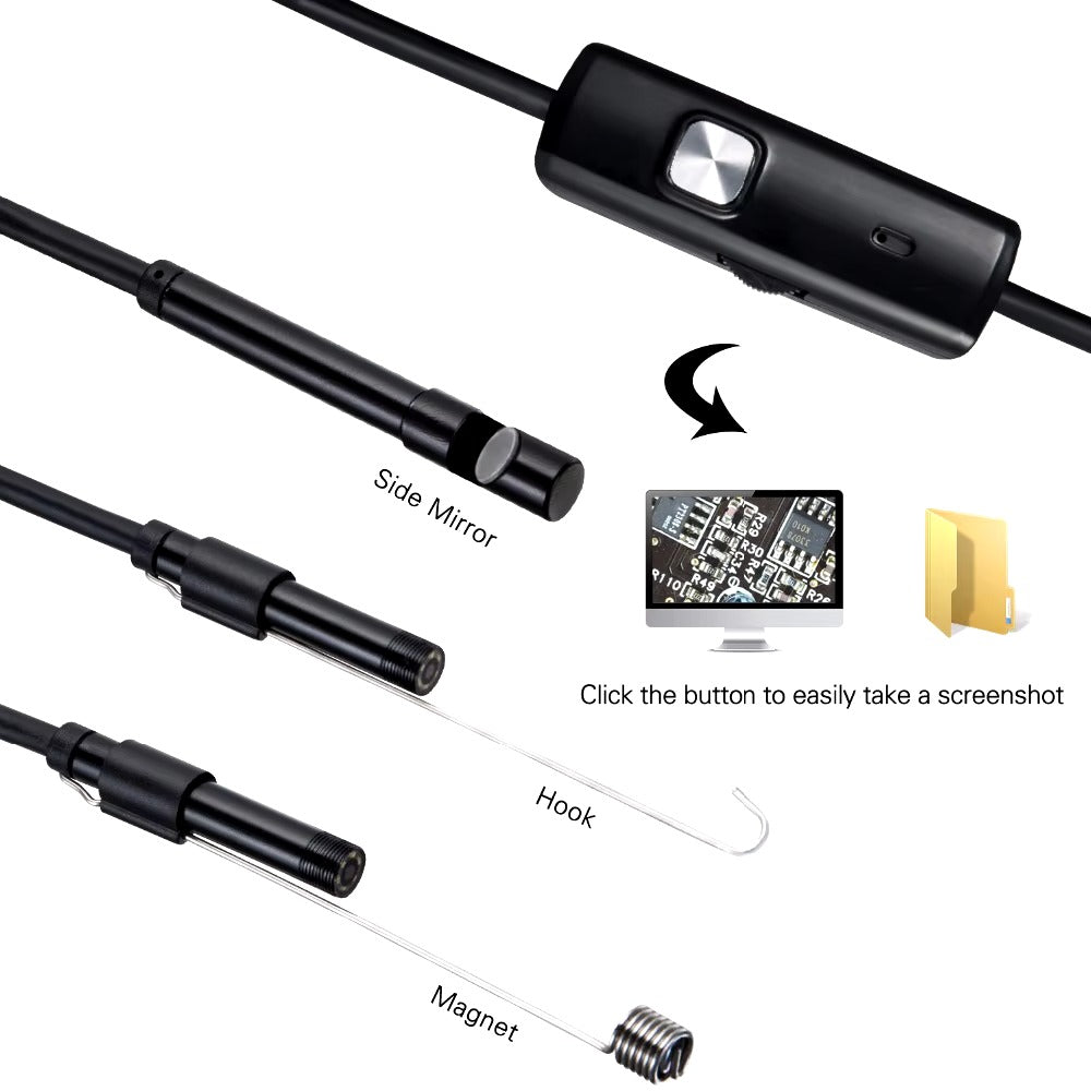 7mm 2m Flexible Snake Inspection Camera Waterproof Video Borescope for Smartphone USB Windows PC Endoscope Camera