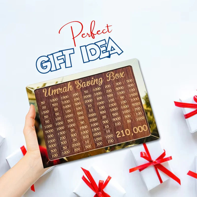 Umrah Saving Box - Wooden Umrah Saving Box - 280 Days Savings Plan