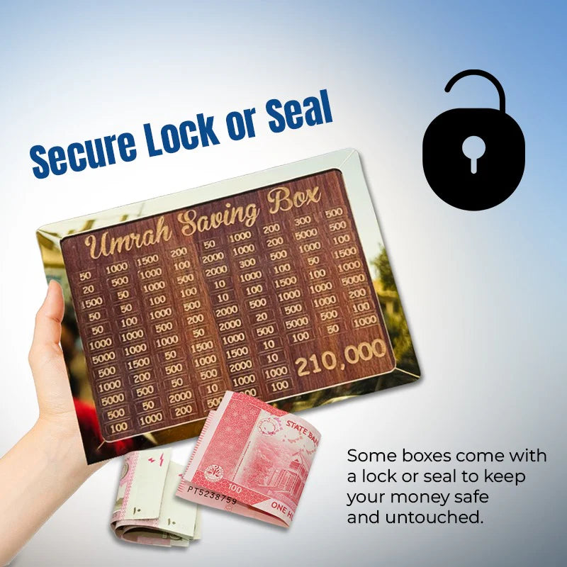 Umrah Saving Box - Wooden Umrah Saving Box - 280 Days Savings Plan