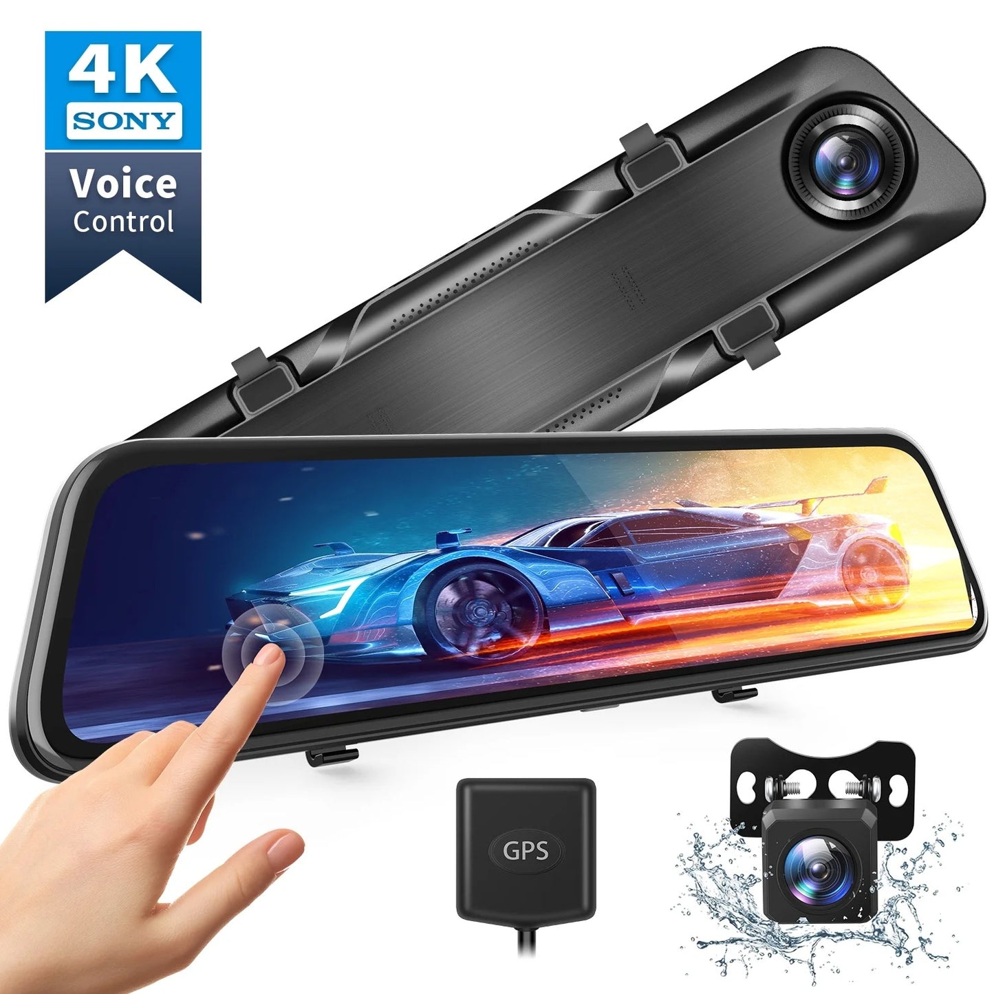 Like A New 4K 12" Mirror Dash Cam - Vantop H612T Front & Rear View Dual Dash Camera, IPS Touch Screen, Voice Control Cars Mirror Camera W/Night Vision Parking Monitor