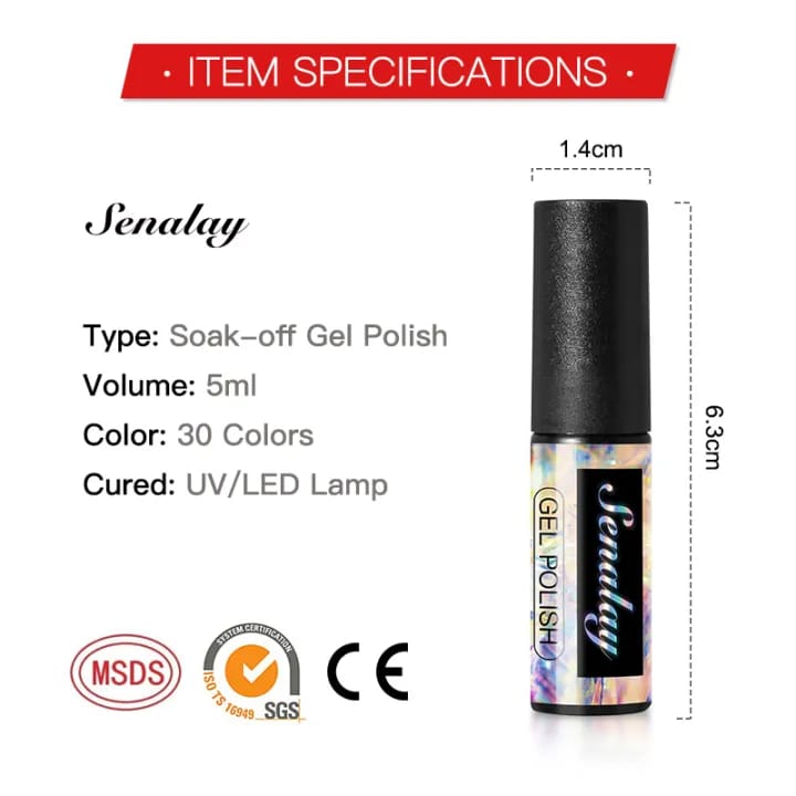 Luxury Nail Polish Senalay Soak-Off Gel Polish 5ml For Nail Art Design Led / Uv Lamp Luxury Nail Polish