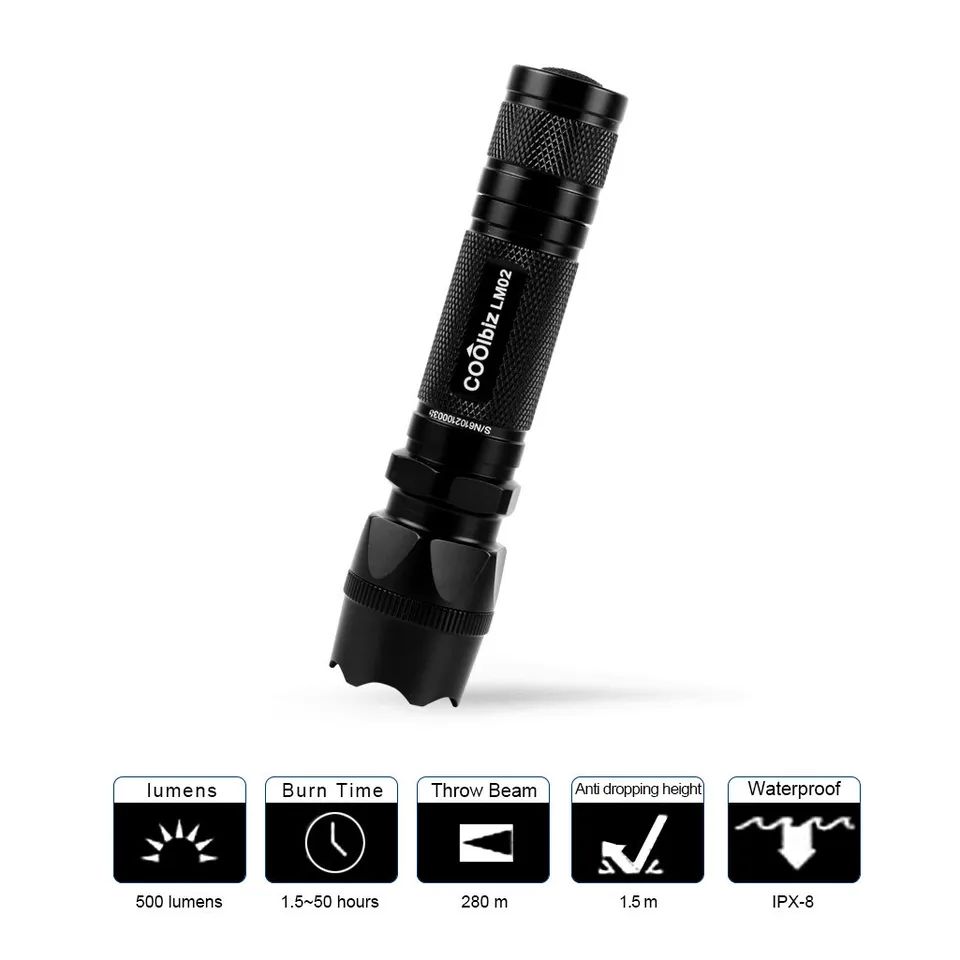 LM02 Highlight Outdoor Tactiacl Long Shot Flashlight Camping and Hiking Lights