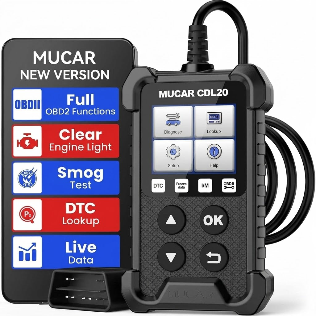 MUCAR CDL20 Universal OBD2 Scanner, Check Engine Car Code Reader with Full OBD2 Functions, Vehicle Info/MIL/EVAP/Freeze Frame/DTC Library, Diagnostic Scan Tool for All OBD II & EOBD Cars After 1996