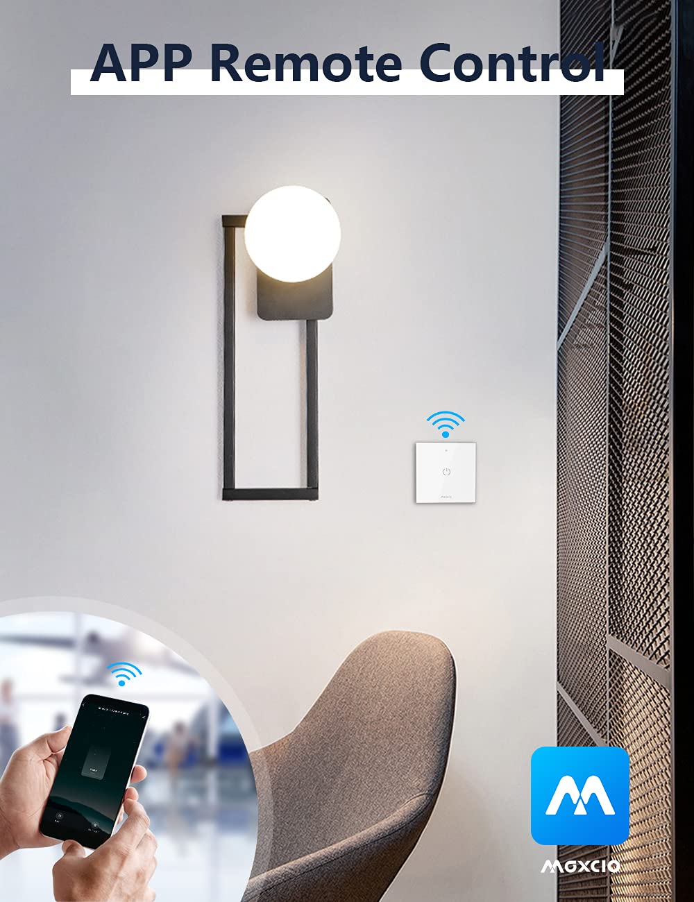 Smart Light Switch, Maxcio Smart Wall Light Switch 1 Gang 1Way, Works with Alexa Home, Smartlife APP Control, Timer/Schedule【Neutral Wire Required】