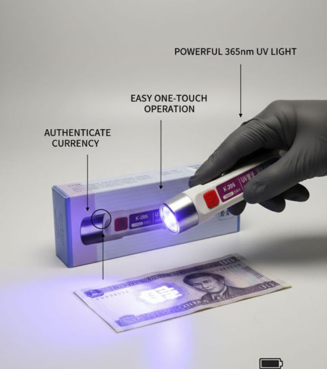 Portable UV money detector pen 365nm rechargeable fake note checker