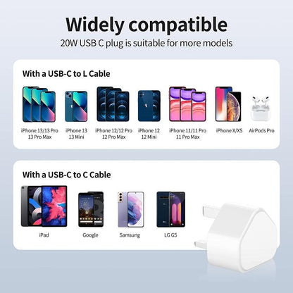 AXIULOO 20W USB C Fast Charger Plug for iPhone 14/14 Mini 14 Pro 14 Pro Max 13/13 Mini/13 Pro/13 Pro Max 12/12 Mini/12 Pro/12 Pro Max 11 SE 2020, iPad Pro, AirPods Pro, USBC PD 3.0 Mains UK Type C Wall Charging Power Adapter