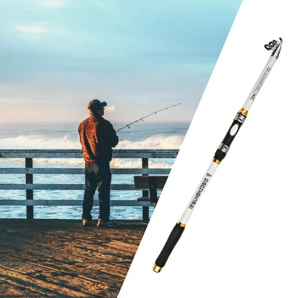 1pc Portable Fishing Rod Ultralight Carbon Fiber Telescopic Pole - White, 3.6M