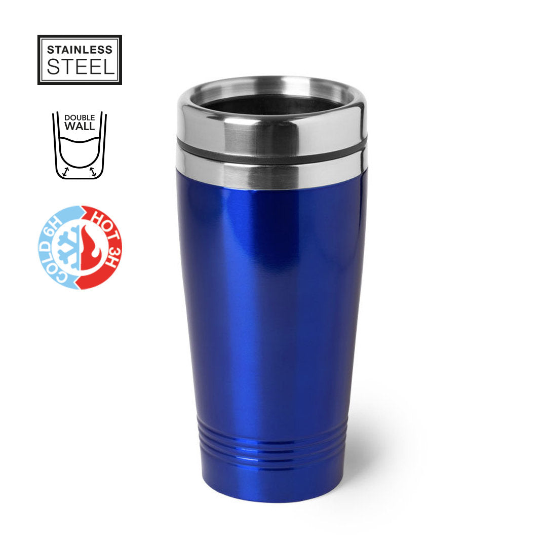 500ml Vacuum Hot&Cool Insulated Double Wall Coffee & Tea Cup - Travel Mug (Blue)