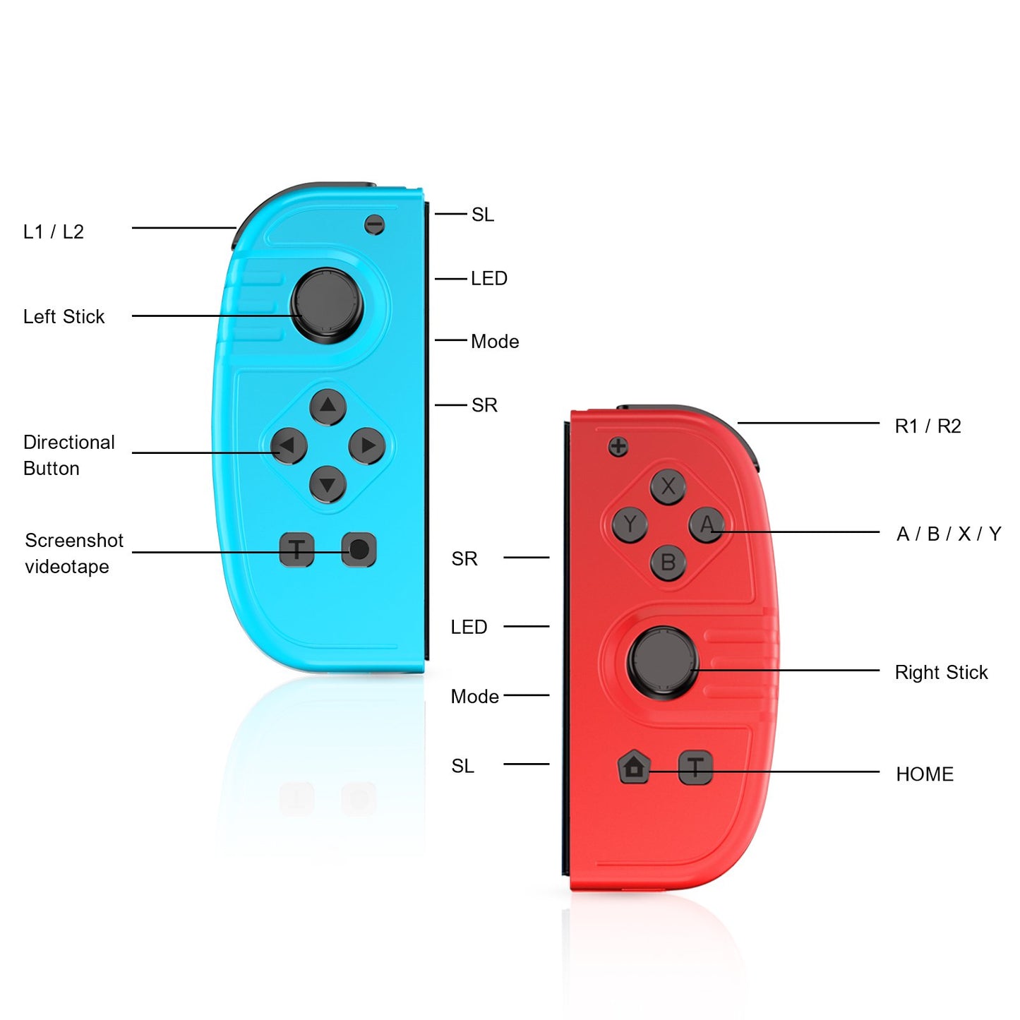 Switch Controller for Joycon, with Fitness Ring Function, Left and Right Switch Joypads Support/Turbo/Reset/Calibration/ Dual Vibration/Wake-up Function/Motion Control