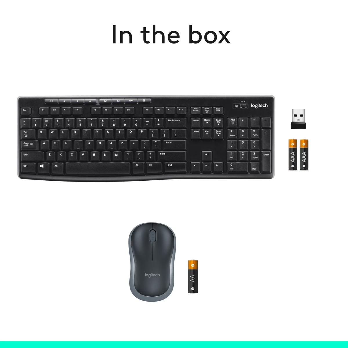 Logitech K270 Wireless Keyboard with RF Wireless Connectivity, USB Receiver Interface, Full-Size Layout, Durable Design, Plug-and-Play Setup, Compatible with Windows PC, Desktop Computer, Laptop – Black