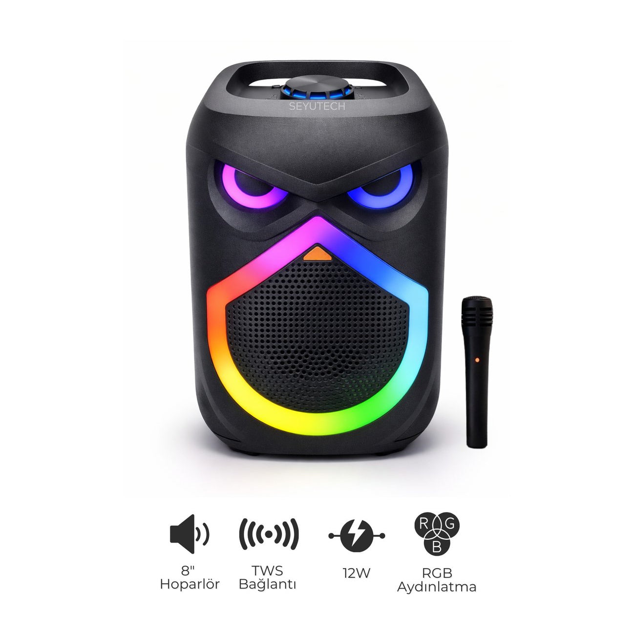 Portable DJ Bluetooth RGB Speaker with Wireless Microphone – 1800mAh Rechargeable Battery, 20M Mic Range, Voice Changer Deep Bass, Karaoke Party Speaker
