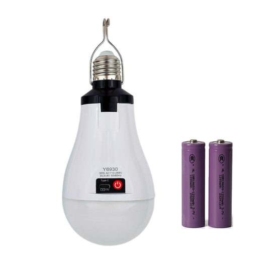 NWZ Rechargeable Emergency LED Bulb AC/DC 20W Bulb With Type-C Charging 3-6 Hours Equivalent, 1200mAh 2 Battery Backup, E27 Dimmable 2000LM for Power Outages, Home, Camping, Outdoor Activities