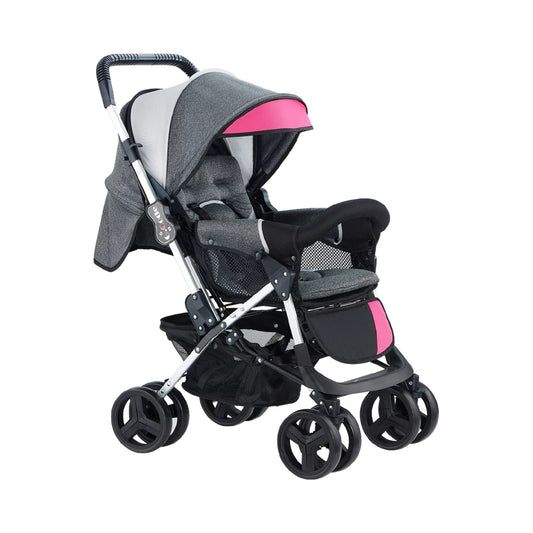C-Max 9-Series Baby Stroller & Pram – Foldable Pushchair with Sun Canopy, Reclining Seat & Storage Basket for Newborns & Toddlers | Pink, Green, Yellow