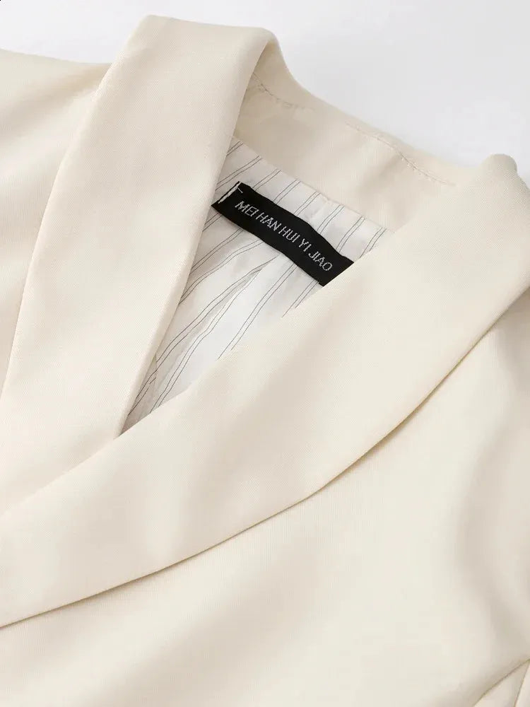 Office Lady Blazer Belt Pant Suits Womens Pantsuit Korean Version Notched Baggy Pants Autumn Elegant Euality Chic Women Outfit 240809