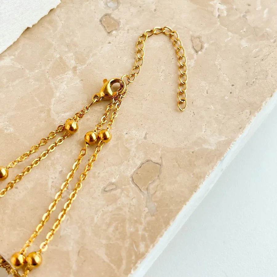 Double ball Gold necklace in stainless steel For Women/Girls