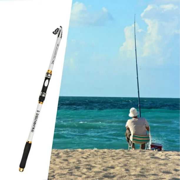 1pc Portable Fishing Rod Ultralight Carbon Fiber Telescopic Pole - White, 3.6M