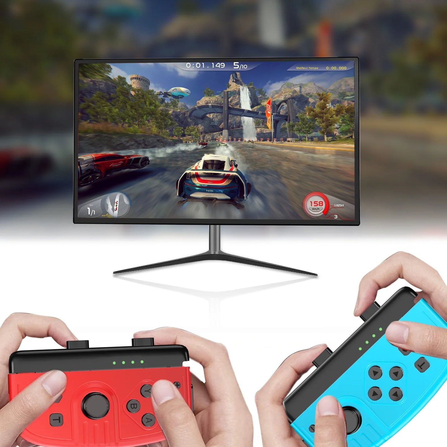 Switch Controller for Joycon, with Fitness Ring Function, Left and Right Switch Joypads Support/Turbo/Reset/Calibration/ Dual Vibration/Wake-up Function/Motion Control