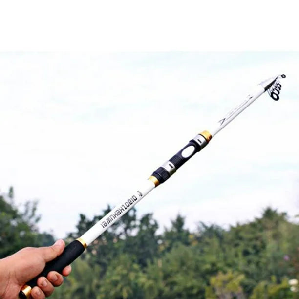 1pc Portable Fishing Rod Ultralight Carbon Fiber Telescopic Pole - White, 3.6M