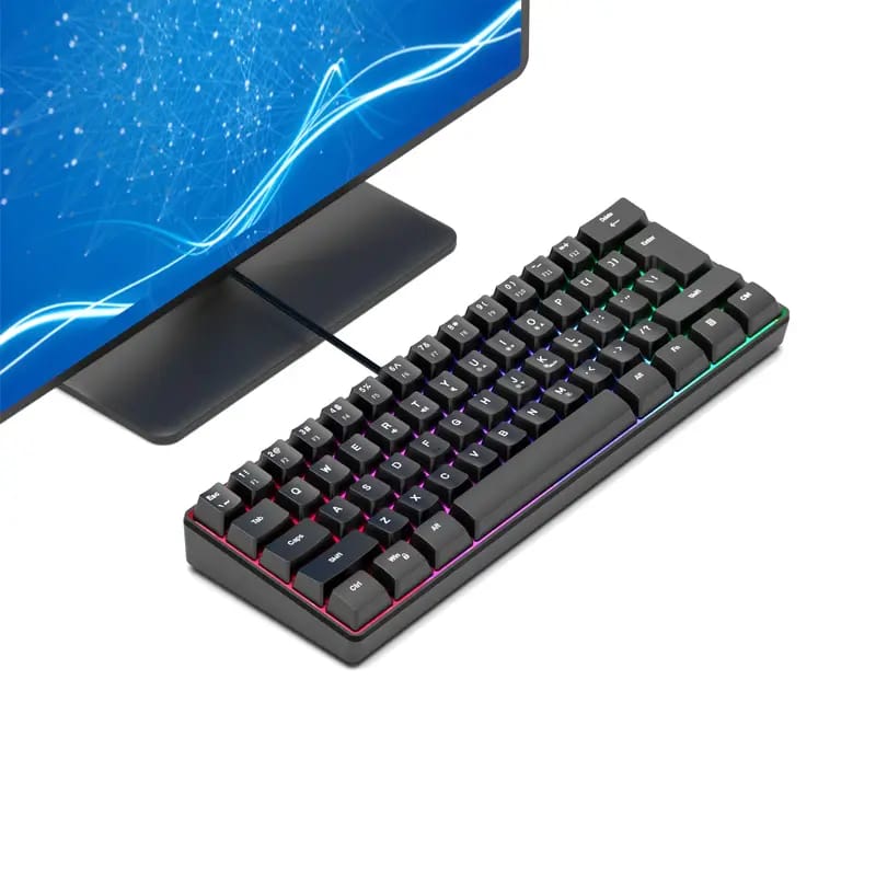 Black RGB Colorful Luminous Gaming Keyboard Mini 60% Scale 61 Keys Translucent USB Keyboard Suitable For Desktop Computer Laptop All-in-one Multiple Systems Multiple Games