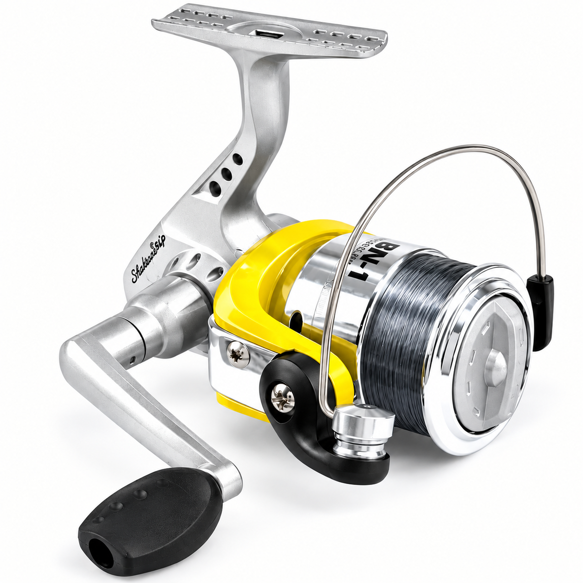 SmileShip BN-1 Small Spinning Fishing Reel with Pre-Loaded Fishing Line, 5.5:1 Gear Ratio, Compact Lightweight Design, Smooth Metal Spool, Available in Blue, Green, Pink, Yellow & Red